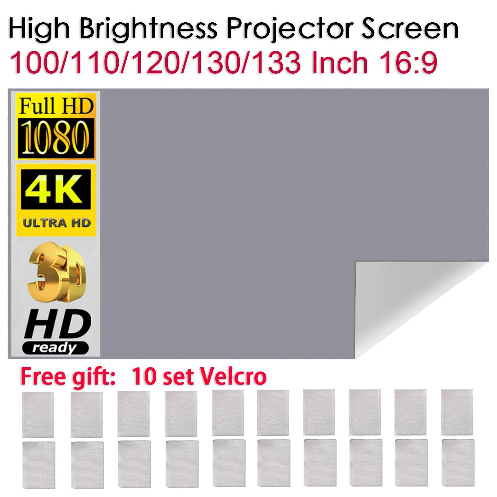 100 110 120 130 133 Inch Portable Projector Screen Optical Anti-light Curtain Reflective Foldable Home Movie 4K Proj
